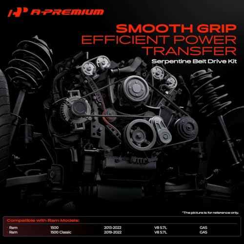 A-Premium Engine Serpentine Belt Drive Kit with Tensioner & Idler Pulley