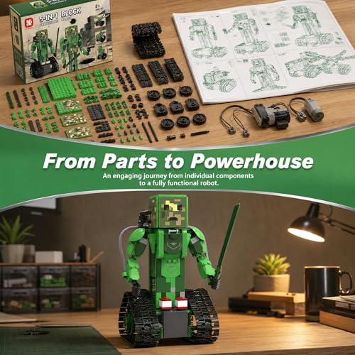 RC Robot Building Kit, 5in1 STEM Coding Robot Toy with APP & Remote Control