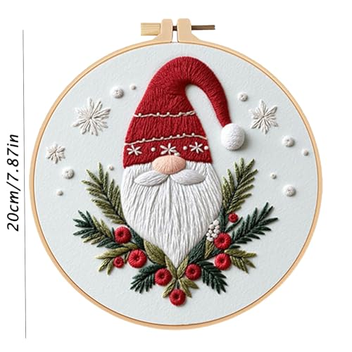 SCECALA 3 Pack Gnome Christmas Embroidery Kit - color: Gray Red