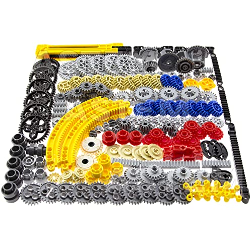 ASTEM 233 Pcs Technic Building Parts Set with Axles, Pins, Gears, Worm Gears, Cams, Steering & Differential Components – for Model Cars, Engineering Kits, MOC Projects and Replacement Parts