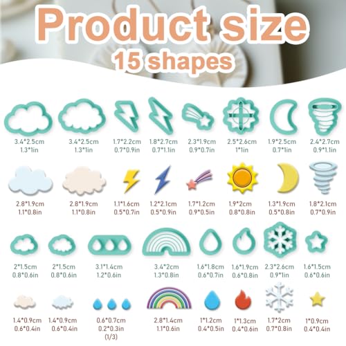 16Pcs Weather Polymer Clay Cutters Sun Moon Clay Earrings Cutters - style: Weather