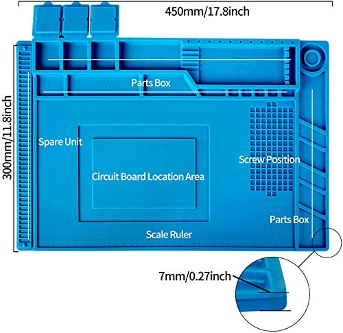 Kaisiking Silicone Repair Mat, Magnetic Feature for Electronics Soldering - color: 160 Soldering Mat Kit