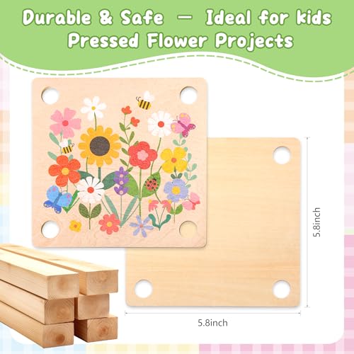 Aboofx Creativity Pressed Flower Art Kit for Kids, Small Flower Press Kit for Craft Pressed Flowers & Plant Pressing, Recycle Botanical Class Project Craft Kit, Nature Gift for Girls & Boys Ages 5+ - size: 5.8" x 5.8" 4 Layers