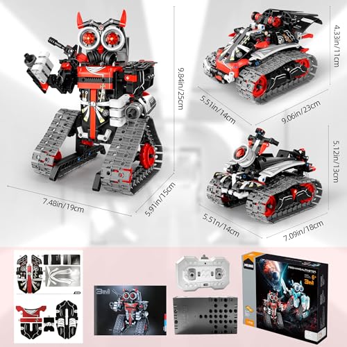 STEM Robot Building Kit for Boys 6-12, APP & Remote Control RC Toy for Kids Science LearningDIY Educational Gift Set for Age 6 7 8 9 10 11 12+ Boys & Girls - color: Red