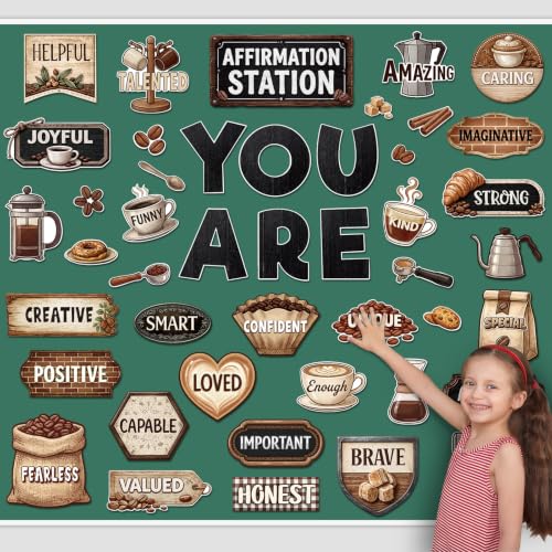 45pcs Coffee Affirmation Station Bulletin Board Classroom Decor - style: Coffee