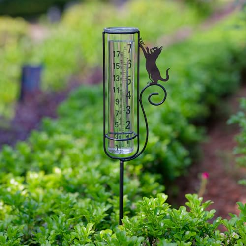 Rain Gauge, Cat Rain Gauge Outdoor,Rain Measure Gauge with Metal Stake for Garden Patio Lawn Decor, Large Number Easy to Read - color: A-Cat