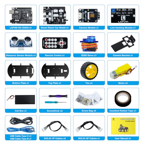 LAFVIN R3 Camera Smart Robot Car Kit for Arduino Robotics with Tutorial
