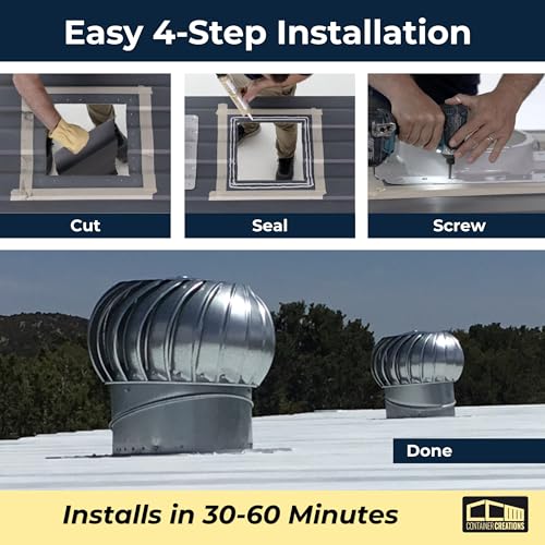 12-Inch Wind Turbines (1-Pack) for 20' Shipping Container Ventilation - Durable Whirlybird Roof Vents to Reduce Heat & Condensation - Pair with 1-Pack AdaptAIR Adapter, Sold Separately - size: Wind Turbine