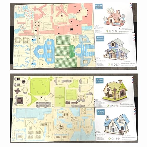 Log Cabin Mini House 3D Wooden Puzzle Model (4-in-1) - color: 4-in-1