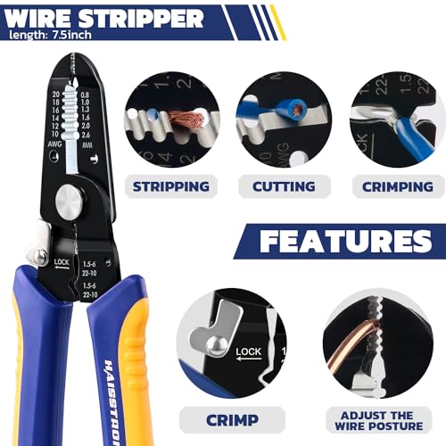 haisstronica 25PCS Solar Crimping Tool Kit, MC4 Connectors, AWG 14-10