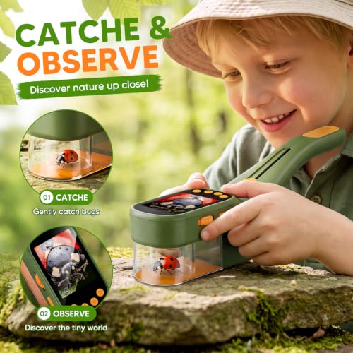 Bug Catcher for Kids with Kids Microscope, 500X Zoom Camera Toy