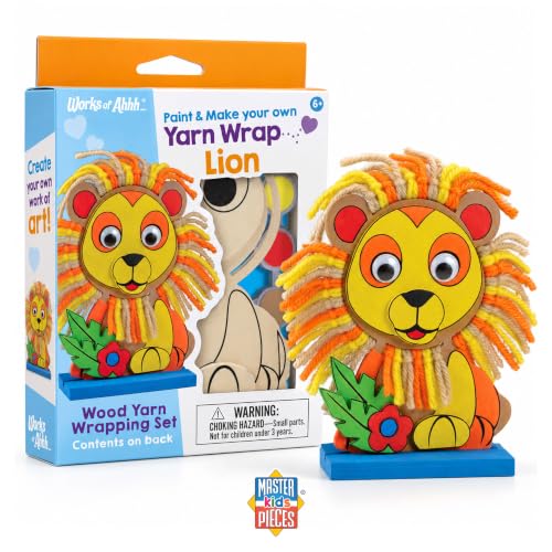 Works of Ahhh... Craft Set - Lion Wood Yarn Wrapping Family Craft Kit - style: Yarn Wrap Lion