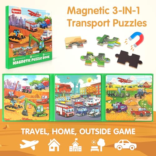 SYNARRY Vehicle Theme Magnetic Puzzle for Kids Ages 3-5, Travel Toys - style: Vehicle