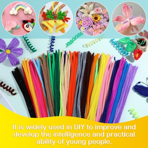 100 PCS Pipe Cleaner Craft Light Green Pipe Cleaners Bulk, Chenille Stem - color: Fluorescent Green
