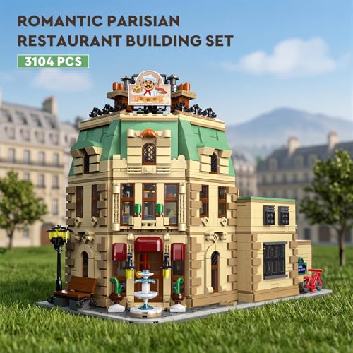 Retro Paris Restaurants Building Set with Lighting 3104 PCS