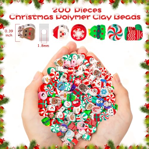 200 Pcs Christmas Polymer Clay Beads, Mixed Heishi Spacer Beads Supplies - color: Xmas