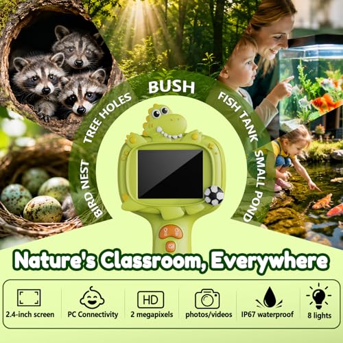 Kids Borescope Camera Toy with Light -STEM Science Educational Toy for 3 4 5 6 7 8 Years Old Boys & Girls Birthday Gift-Discovery & Exploration Toddler Young Child-650mAh Battery Included - color: Dinosaurs