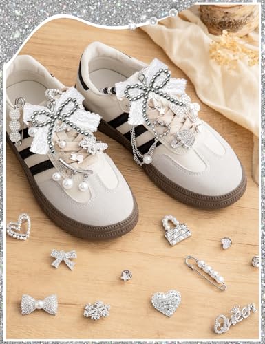 Junk Socks Charms Kit,Shoe Charms for Sneakers,Brooches and Pins for Women - color: Sliver