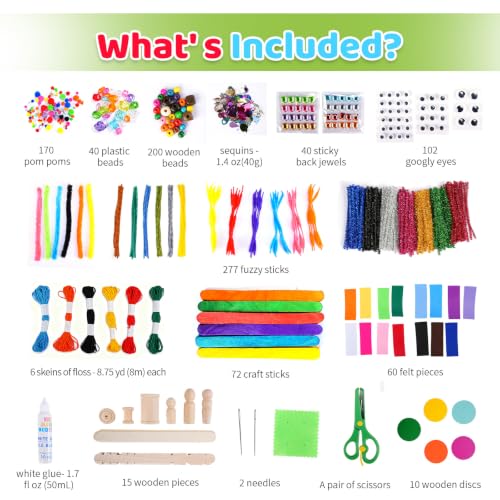 Kid Made Modern Arts and Craft Kit – A DIY 3.8 Pounds of Hobby Craft Supplies & Materials Box for Creative Art Projects for Kids Age 4 5 6 7 8 9 10 11 & 12 Year Old Girls & Boys - color: Creative Essentials Kit