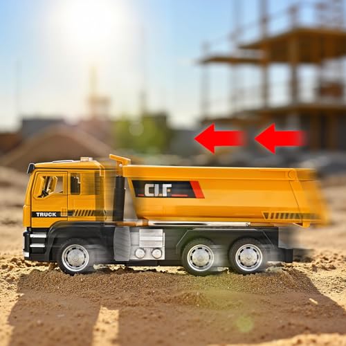 Dump Truck Toys for Boys 3-5 Year Old,Dump Truck Toy Metal Diecast Cab,Pull Back Toy Dump Trucks Construction Vehicles with Lights and Sounds,Construction Trucks for Kids 3 Year and UP - color: Dump Truck