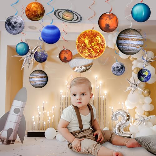 40PCS Space Solar System Theme Hanging Swirls Decorations