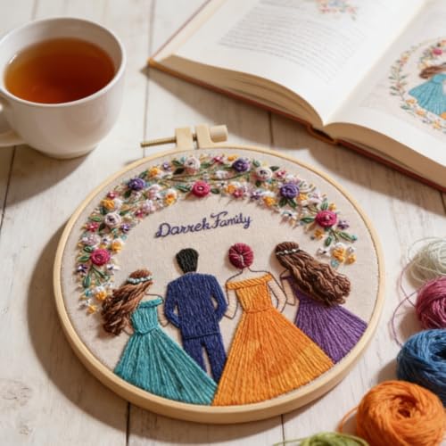 Wedding Photos Embroidery Starter Kit, Valentine's Day Gifts,DIY Needle Punch Kit, Punch Needle Kits for Beginners,Include Pre-Printed Fabric,Tools,Embroidery Hoop,Threads. (Wedding Photo No..1) - color: Wedding Photo No..1
