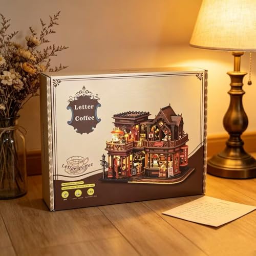 Book Nook Kit DIY Miniature House Coffee Shop 3D Wooden Puzzle Kit Book Nook Building Set for Family & Friends