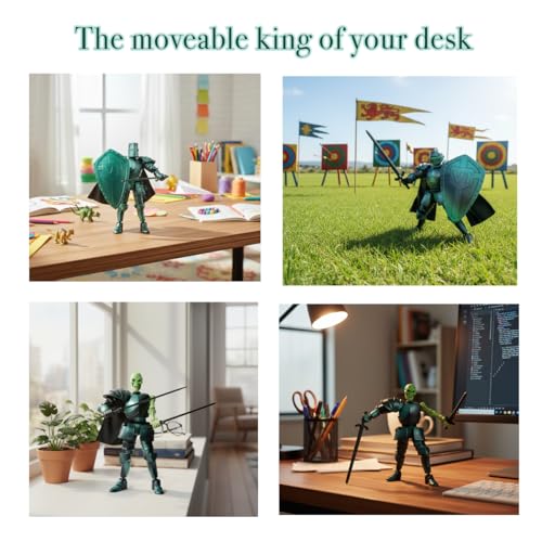 T13 Medieval Skeleton Knight Action Figure, DIY Model Kit (Green) - color: Green