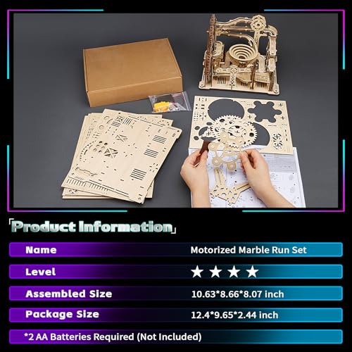 Upgraded Motorized 3D Wooden Puzzles for Adults Marble Run Set, 236-Piece Mechanical Model Kit, STEM Building Project & Unique Gift for Men, Women, Teens, Christmas Birthday Gift