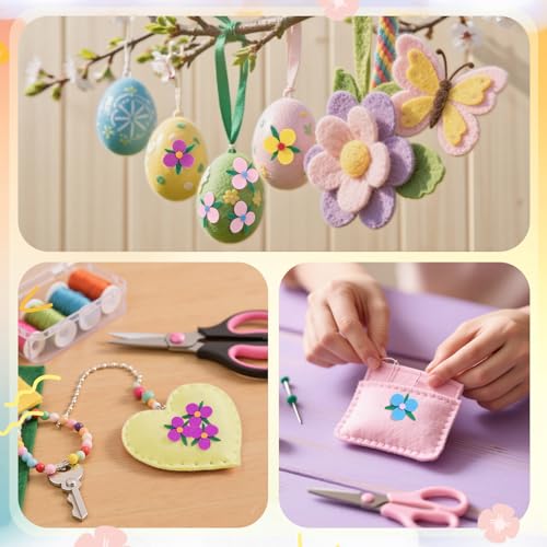 Naler 120pcs Three-Petals Felt Flowers for Crafts, 1.3x1.1 Fabric Flowers