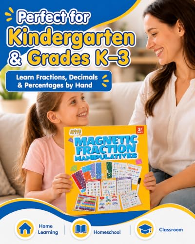 Magnetic Fraction Book, Montessori Fraction Math Manipulatives for Kids - color: Yellow(standard Size)