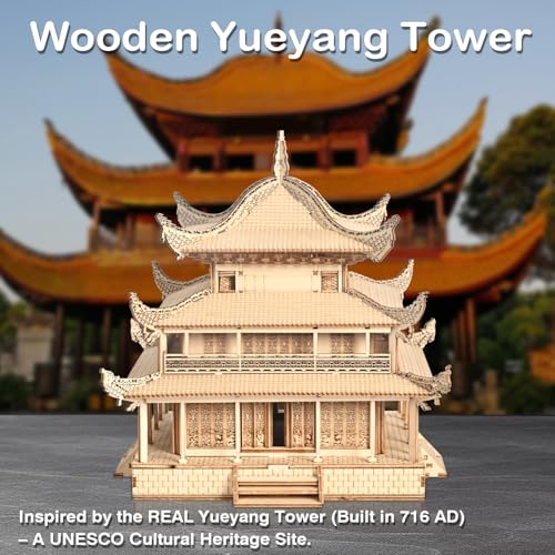 3D Wooden Puzzle & Building Blocks for Adults 14+ - Yueyang Tower Chinese Architecture Model Kit (216 PCS), DIY Craft Gift for Men & Teens,No Glue Needed - color: Yueyang Tower