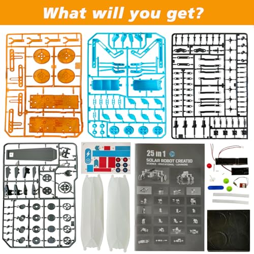 STEM 25-in-1 Solar Robot Kit Educational Building Toys for Kids Age 8-13 - color: Blue & Orange