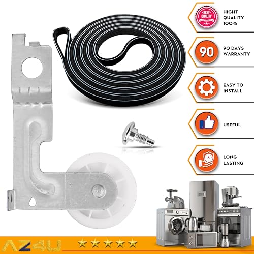 AZ4U Dryer Idler Pulley and Belt Kit for Samsung DV210AEW DV45H7000EW - size: Idler Pulley + Belt