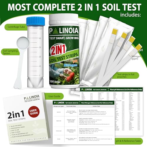 Palinoia 2-in-1 Soil Test Kit for pH and Nitrogen, 100 Strips