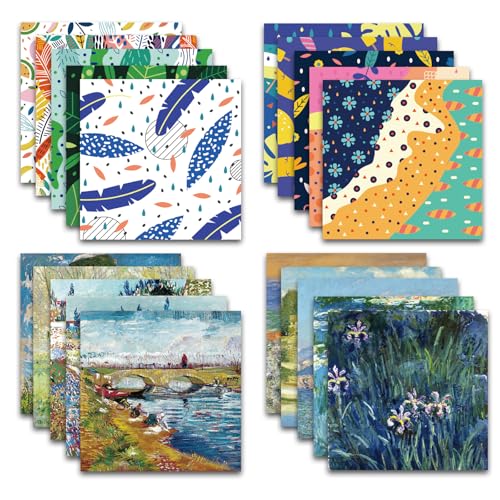 Origami Paper Kit 100 Sheets, 6x6 Inch Double Sided 40 Vivid Colored Paper - color: 100sheets-Monet&fresh