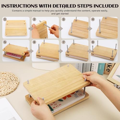 JUPEAN Book Press 7.9”x11.6” Wooden Book Binding Press Book Binding Kits - size: 7.9"x11.6" Book Press