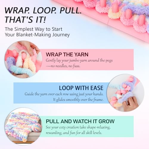 AceOrbit 65" Chunky Blanket Loom Detachable Knitting with Bag,Light Pink - color: Light Pink