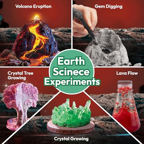 Klever Kits Amazing Science Kits- 85+ Experiments Educational Toys, STEM Activities with Erupting Volcano and Growing Crystal Tree for Kids Aged 6 7 8+