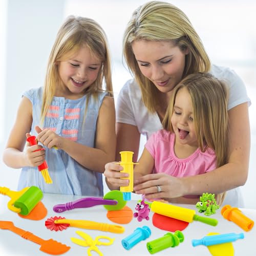 Dough Tools Kit – 12-Piece Dough Play Tools Set with 5 Extruders, Scissors, Rollers, Rolling Pins, Cutters for Kids Ages 3+ - color: 12pcs