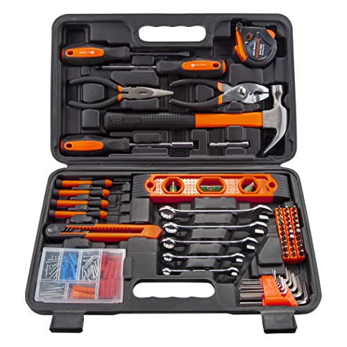 CARTMAN 152-Piece Household Tool Set, Orange Hand Kit With Storage Case Box - color: Orange