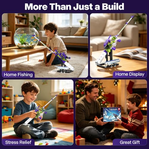Mechanical Fishing Rod Building Set, STEM Engineering Kit for Kids