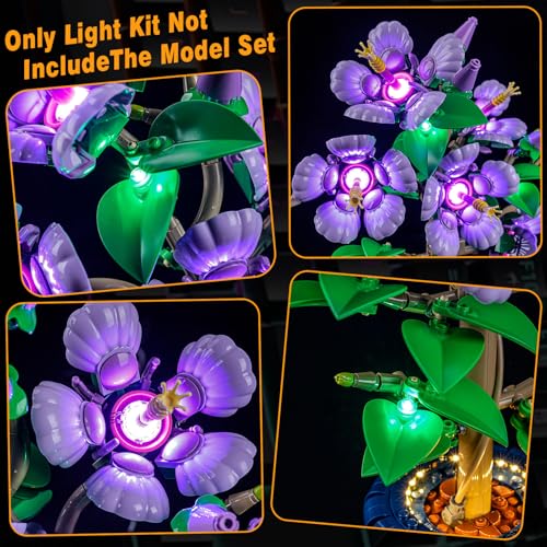 Vaodest Led Light for Lego 10372 Hibiscus Flowers,Design and Configuration Compatible with Model 10372(Led Light Only, Not Building Block Kit) - style: 10372 Hibiscus Flowers Set