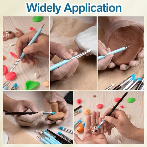 Amrules 10 Pcs Clay Sculpting Tools Kit with Silicone Tips - color: Blue-Silicone-10Pcs