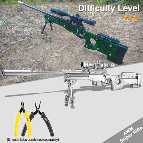 Piececool 3D Puzzles for Adults, AWM Sniper Rifle Gun Model to Build Kits DIY Assembly Super Magnum Metal Model Kits Birthday Gifts Hobbies for Adult, Beginners Level - color: AWM
