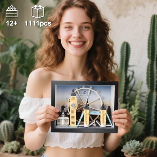 Vziimo London City Skyline Micro Building Set, World Famous Architecture Model 3D Wall Art Home Office Décor Display, Landmarks London Bridge Gift Toy for Adults Kids 12+ (1111PCS) - style: London Skyline Set