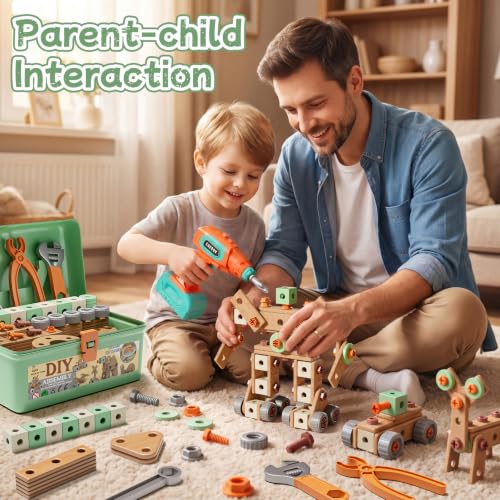 CUTE STONE 158PCS Kids Tool Set with Toy Drill - style: 158PCS