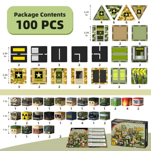 GobiDex 100PCS Magnetic Building Blocks Army Toys for Boys - color: 100pcs Military