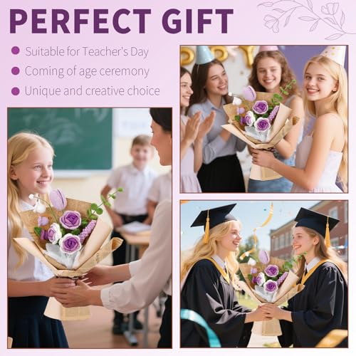 Kogyxe Crochet Kit for Beginners Purple Rose Crochet Flowers for Adults - color: Purple Rose