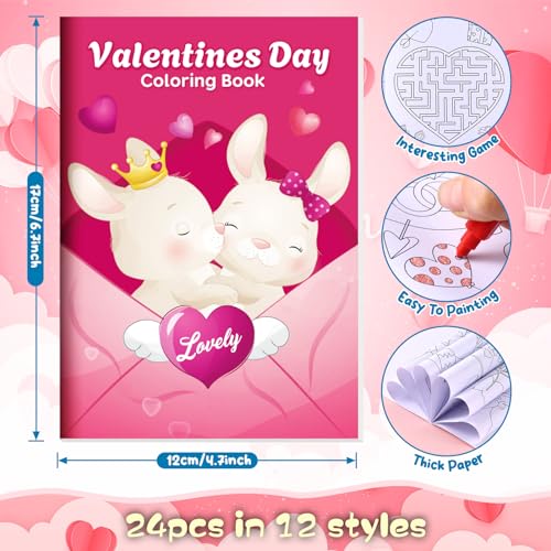 BenLouis 24 Pcs Valentine's Day Mini Coloring Books for Kids Party Favors - style: Valentines Day